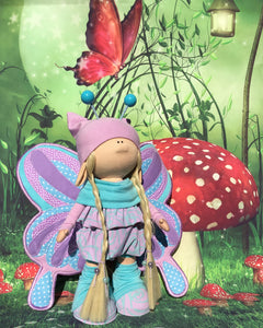 Valerie 12"/30cm Blue & Purple Butterfly Doll with Two Sided Wings