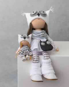 Emmy Jumbo Owl Doll with Tiny Matching Buddy 18.5"/47cm
