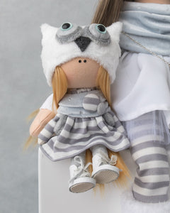 Emmy Jumbo Owl Doll with Tiny Matching Buddy 18.5"/47cm