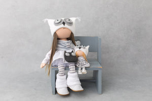 Emmy Jumbo Owl Doll with Tiny Matching Buddy 18.5"/47cm