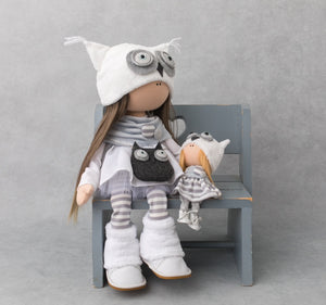Emmy Jumbo Owl Doll with Tiny Matching Buddy 18.5"/47cm