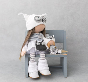 Emmy Jumbo Owl Doll with Tiny Matching Buddy 18.5"/47cm