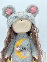 Load image into Gallery viewer, Bella 14&quot;/35cm Furry Gray Mouse Winter Doll with Knit Moon Sweater Dress
