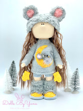 Load image into Gallery viewer, Bella 14&quot;/35cm Furry Gray Mouse Winter Doll with Knit Moon Sweater Dress
