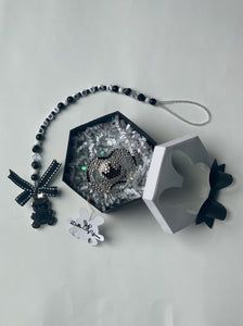 Black & White Crystals Pacifier and Personalized Clip Set