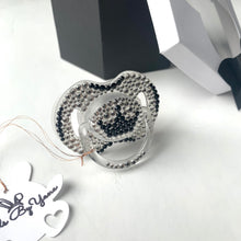 Load image into Gallery viewer, Black &amp; White Crystals Pacifier and Personalized Clip Set
