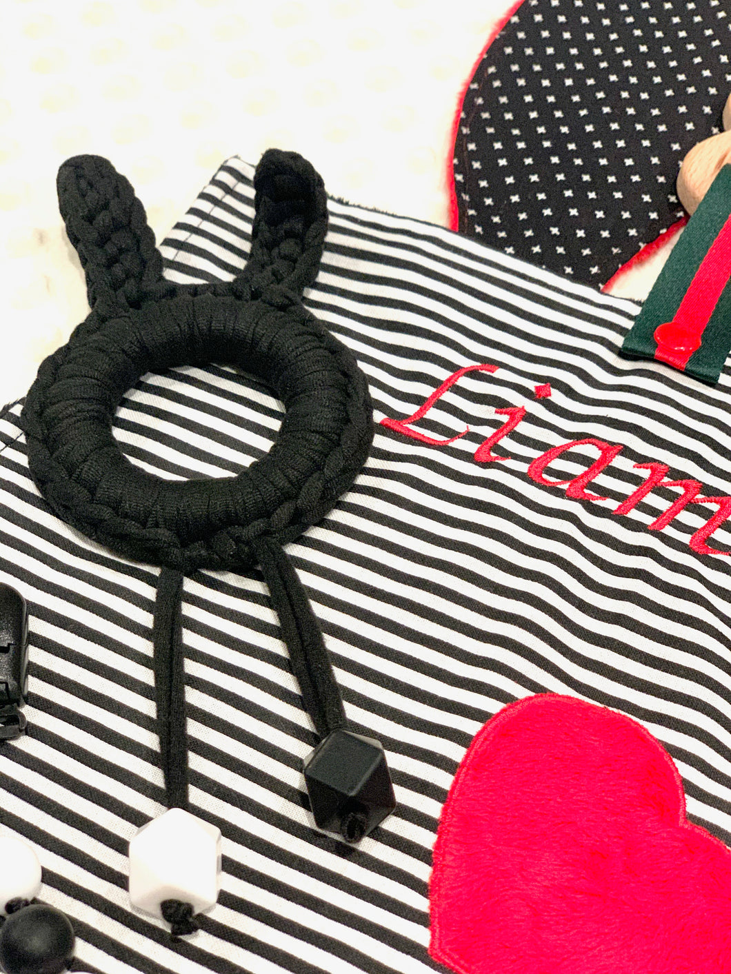 Black Bunny Ears 100% Cotton Knitted Teether