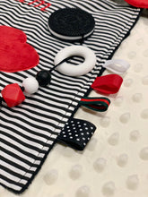 Load image into Gallery viewer, Bunny Ears Security Blanket, Black, White, and Red
