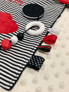 Bunny Ears Security Blanket, Black, White, and Red