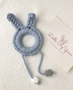 Blue Bunny Ears 100% Cotton Knitted Teether