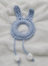Load image into Gallery viewer, Blue Bunny Ears 100% Cotton Knitted Teether

