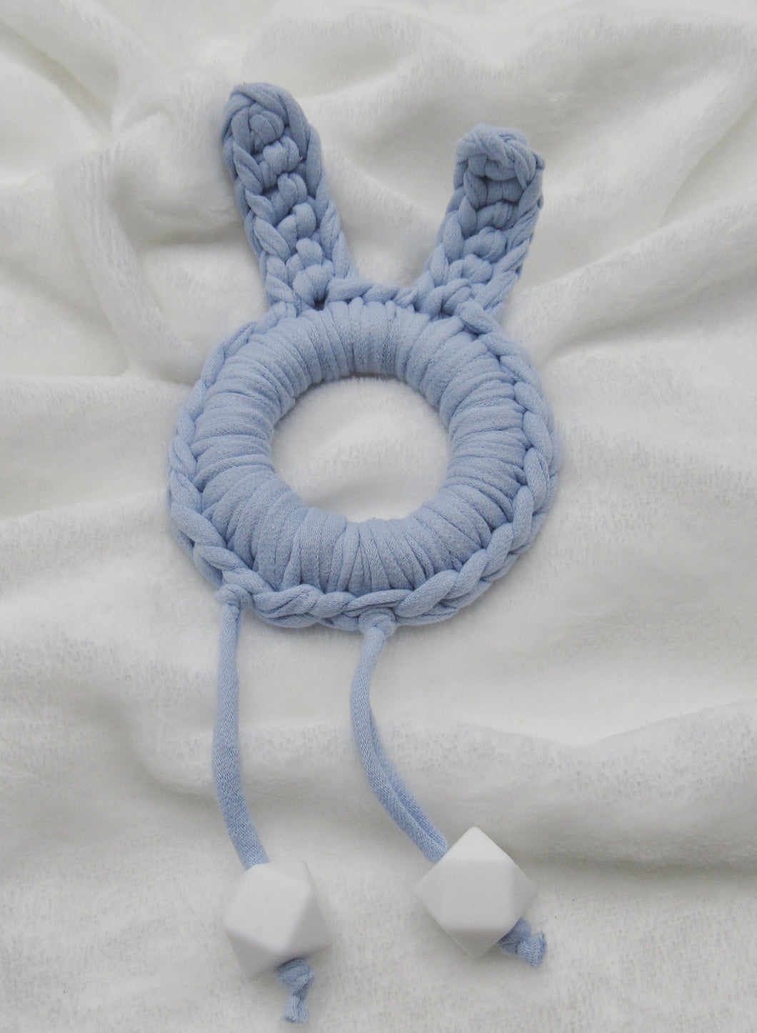 Blue Bunny Ears 100% Cotton Knitted Teether