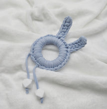 Load image into Gallery viewer, Blue Bunny Ears 100% Cotton Knitted Teether
