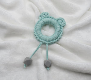 Mint Green Bear Ears 100% Cotton Knitted Teether