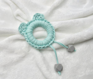 Mint Green Bear Ears 100% Cotton Knitted Teether