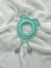 Load image into Gallery viewer, Mint Green Bear Ears 100% Cotton Knitted Teether
