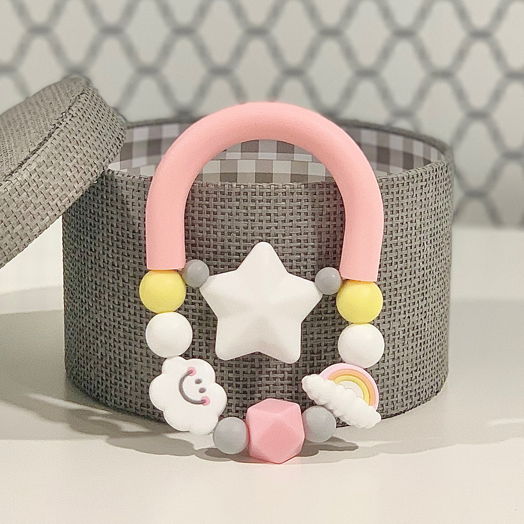 Pink Cloud and Rainbow Silicone Teether Toy