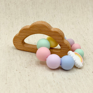 Rainbow Beech Wood and Silicone Teether Toy