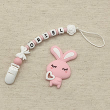 Load image into Gallery viewer, Bunny Silicone Pacifier Clip and Teether. Personalized
